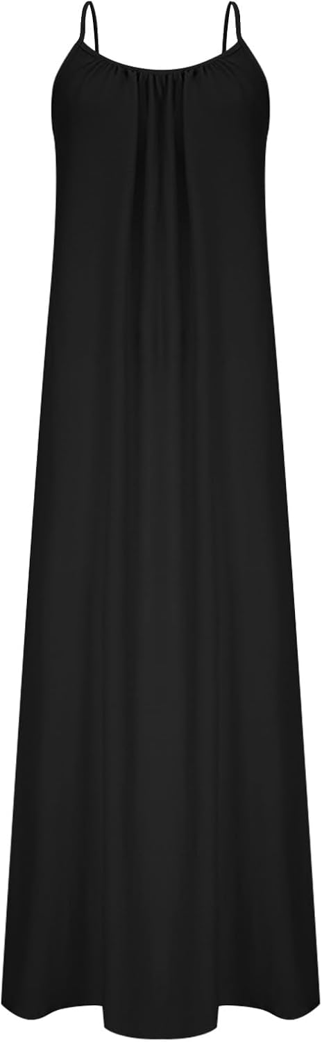 DOLKFU Summer Dresses for Women 2026 Vacation Spaghetti Strap Open Back House-Dress Sleeveless Backless Cami Dress Back Tie