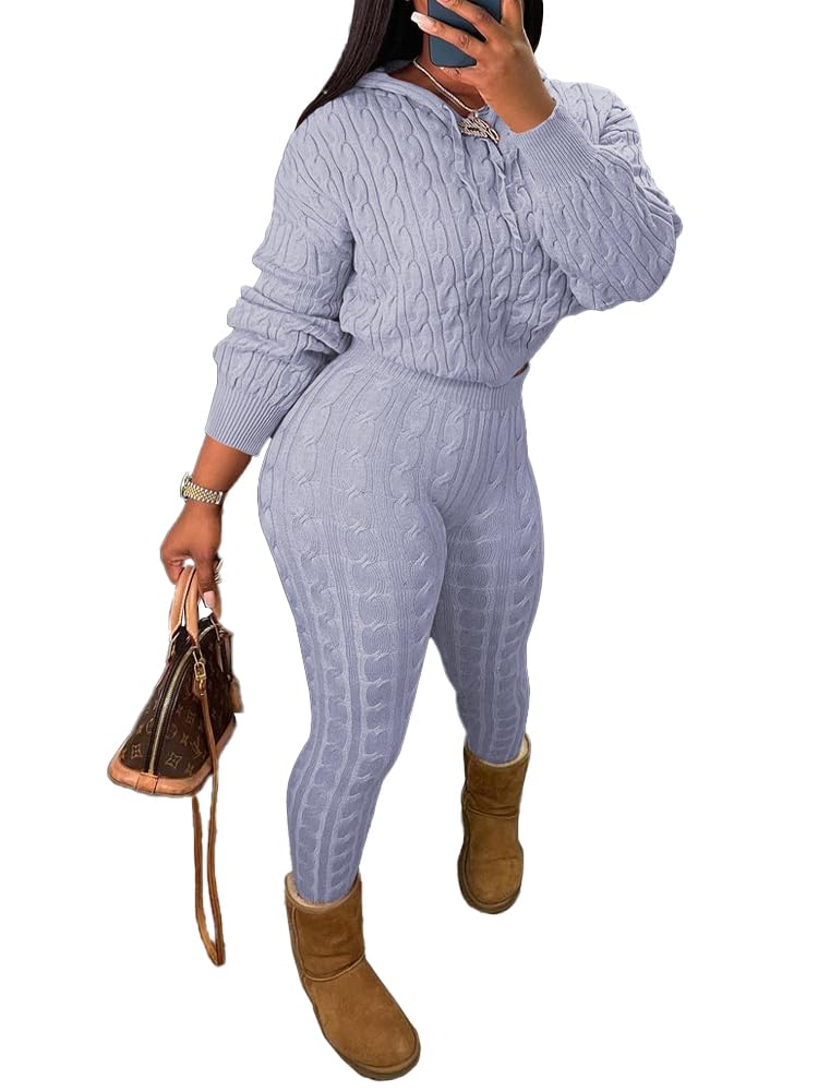 Nimsruc Knit Two Piece Outfits For Women Sweater Sets