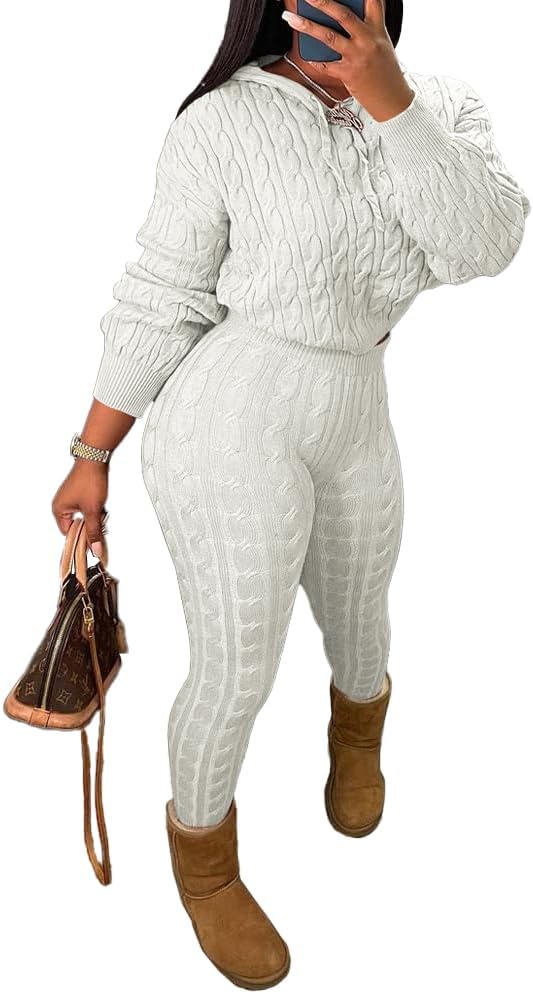 Nimsruc Knit Two Piece Outfits For Women Sweater Sets