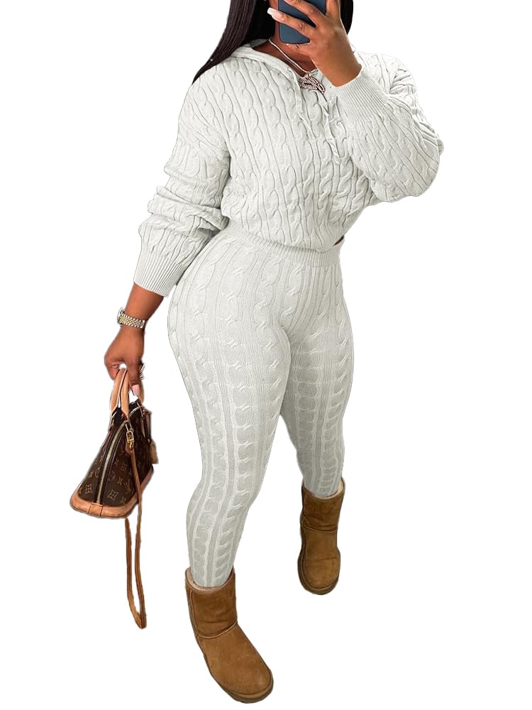 Nimsruc Knit Two Piece Outfits For Women Sweater Sets