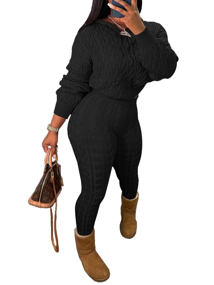 Nimsruc Knit Two Piece Outfits For Women Sweater Sets