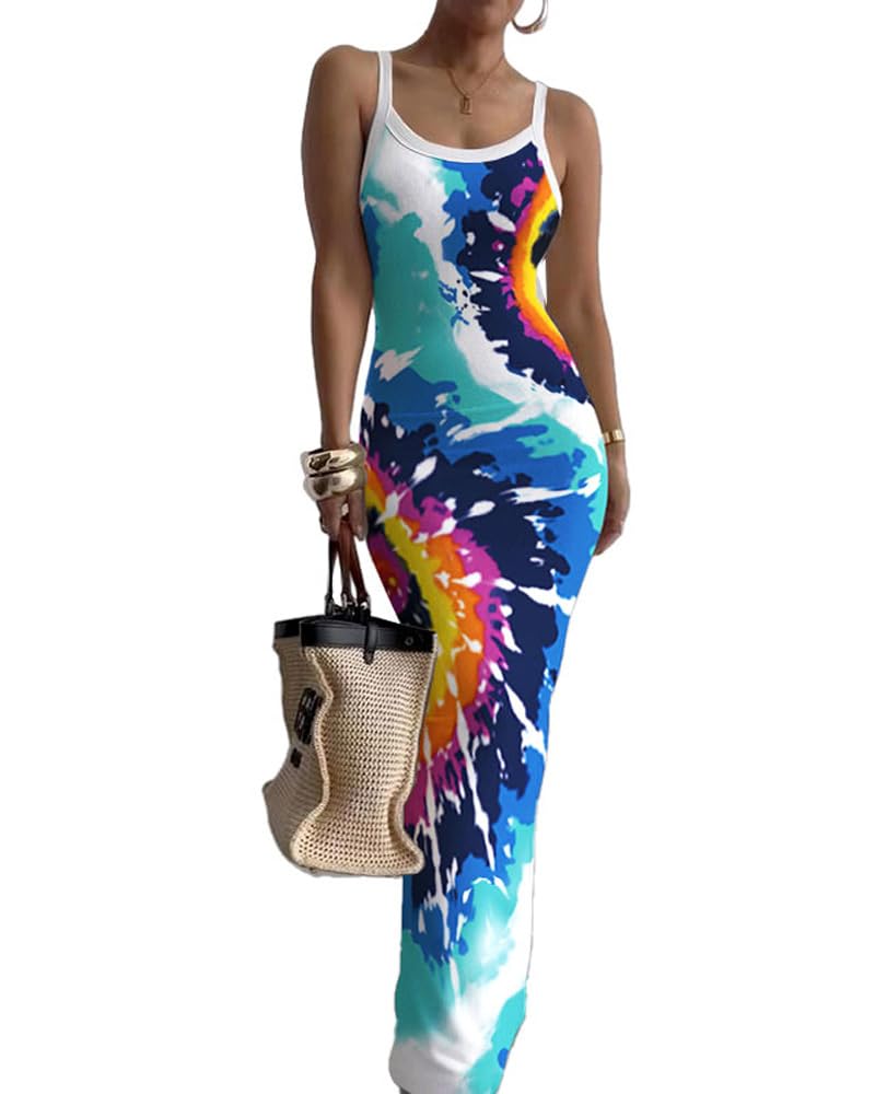 Nimsruc Women Summer Long Dress Casual Slip Sexy Slim Sleeveless Bodycon Maxi Dresses for Women 2024