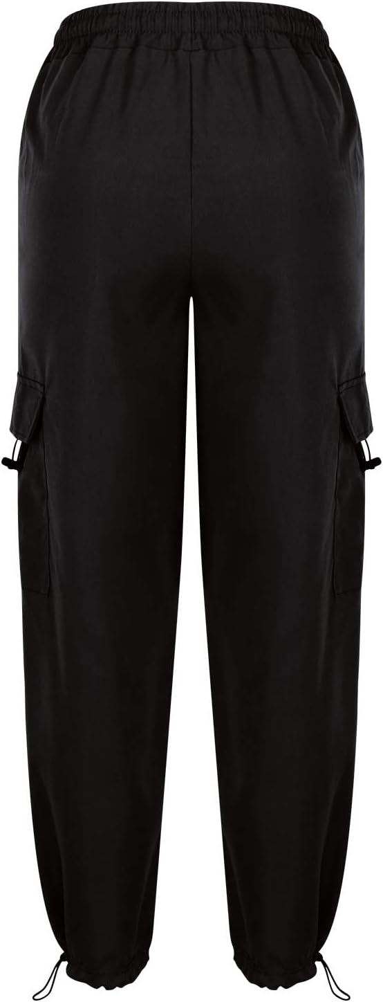 Cargo Pants for Women High Waist Baggy Casual Solid Parachute Trousers Loose Fit Y2K Streetwear with Multi Pockets
