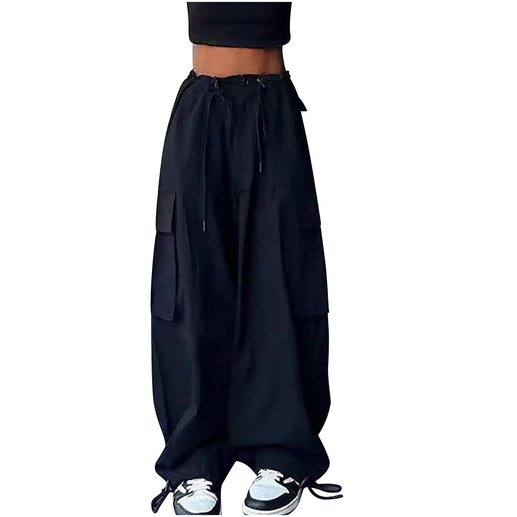 Cargo Pants for Women High Waist Baggy Casual Solid Parachute Trousers Loose Fit Y2K Streetwear with Multi Pockets