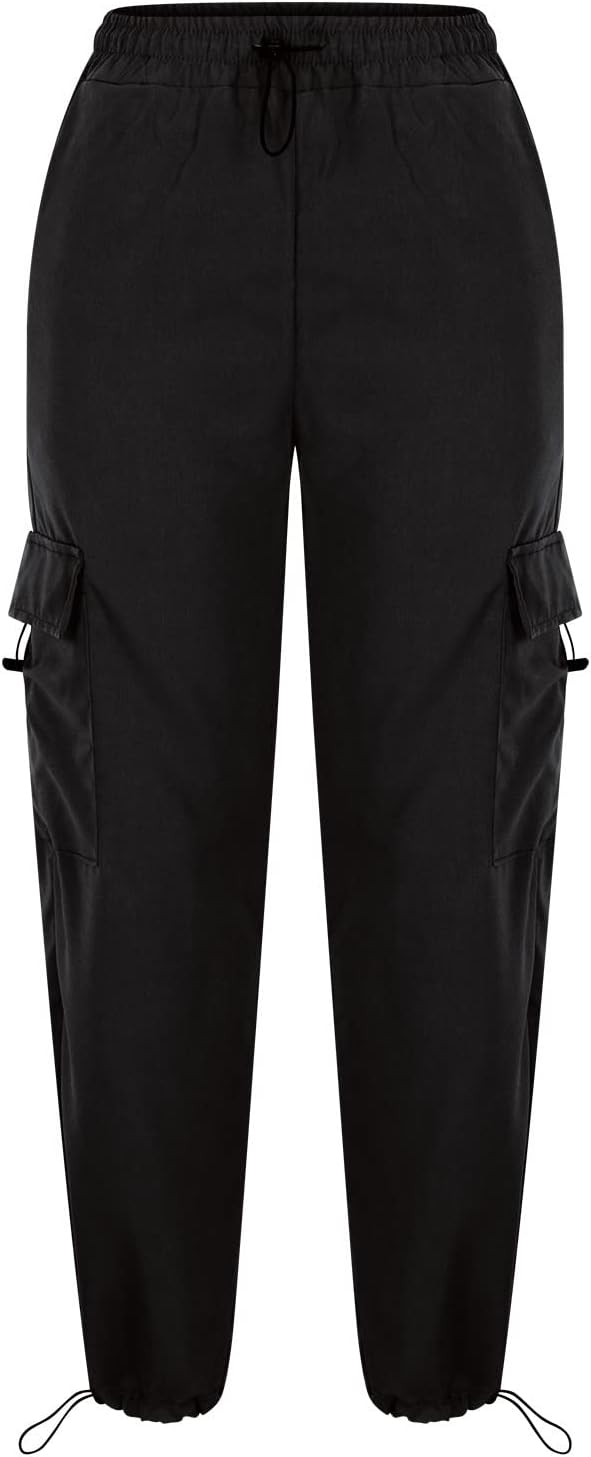 Cargo Pants for Women High Waist Baggy Casual Solid Parachute Trousers Loose Fit Y2K Streetwear with Multi Pockets