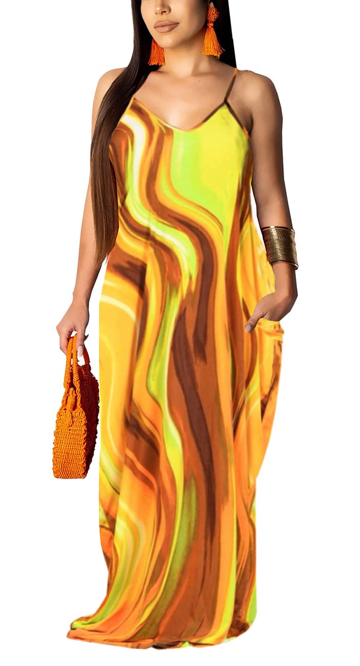 BessCops Summer Maxi Dresses for Women 2026 Plus Size Sundresses Casual Fashion Sleeveless Loose Long Sexy Dress with Pockets