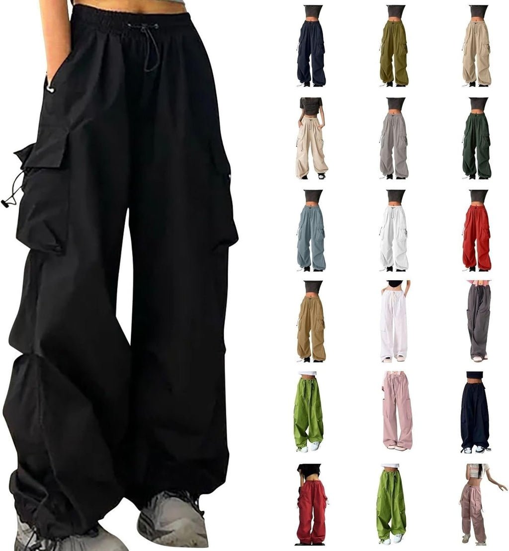 Cargo Pants for Women High Waist Baggy Casual Solid Parachute Trousers Loose Fit Y2K Streetwear with Multi Pockets