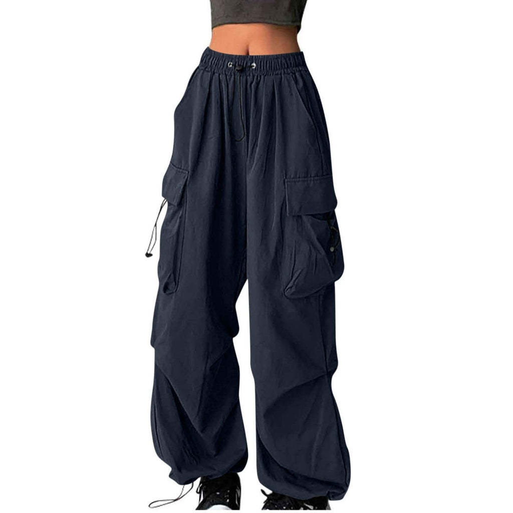 Cargo Pants for Women High Waist Baggy Casual Solid Parachute Trousers Loose Fit Y2K Streetwear with Multi Pockets