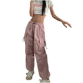Cargo Pants for Women High Waist Baggy Casual Solid Parachute Trousers Loose Fit Y2K Streetwear with Multi Pockets