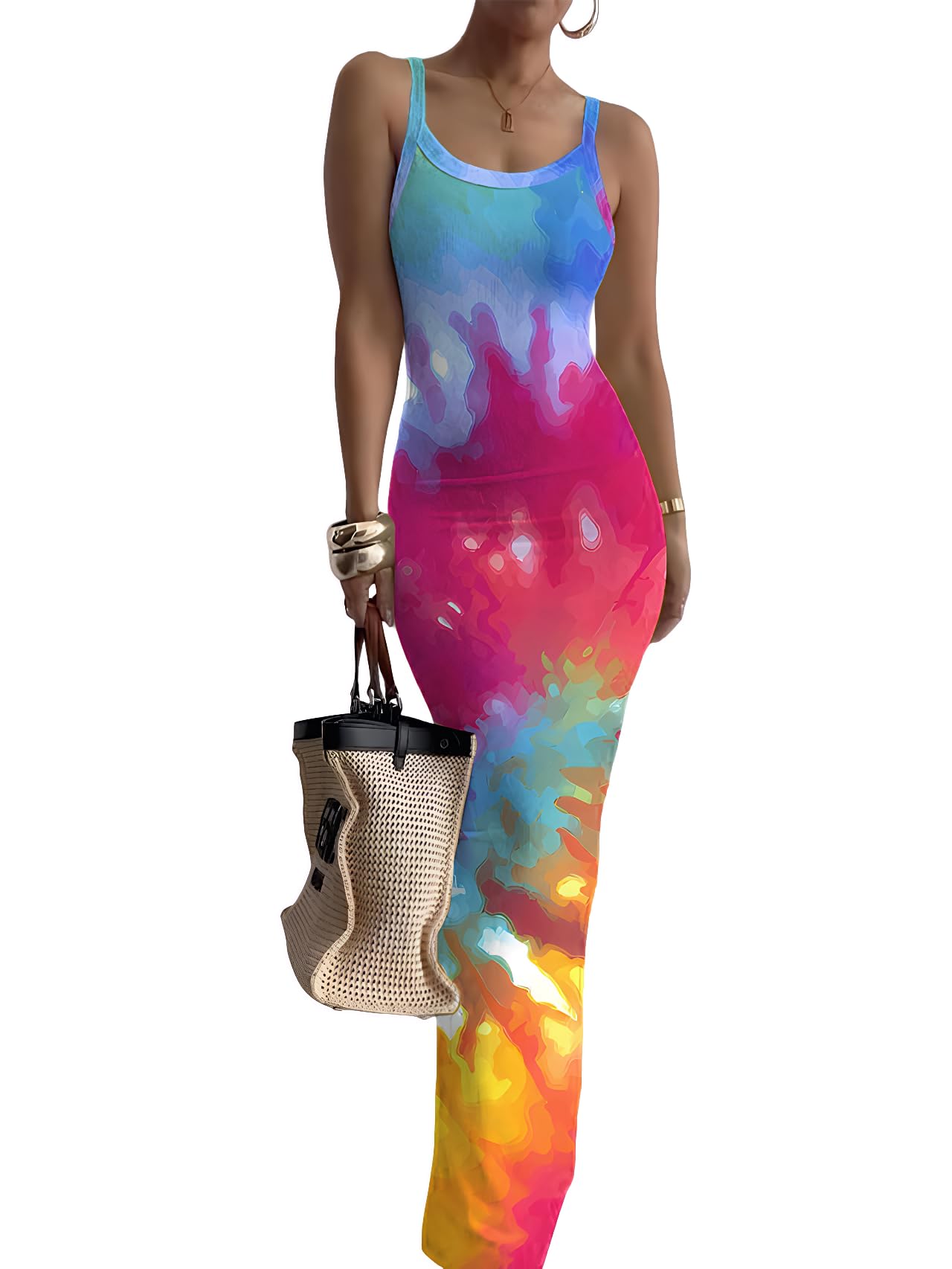 HTD Women Summer Sexy Maxi Bodycon Long Dress Casual Slip Dresses