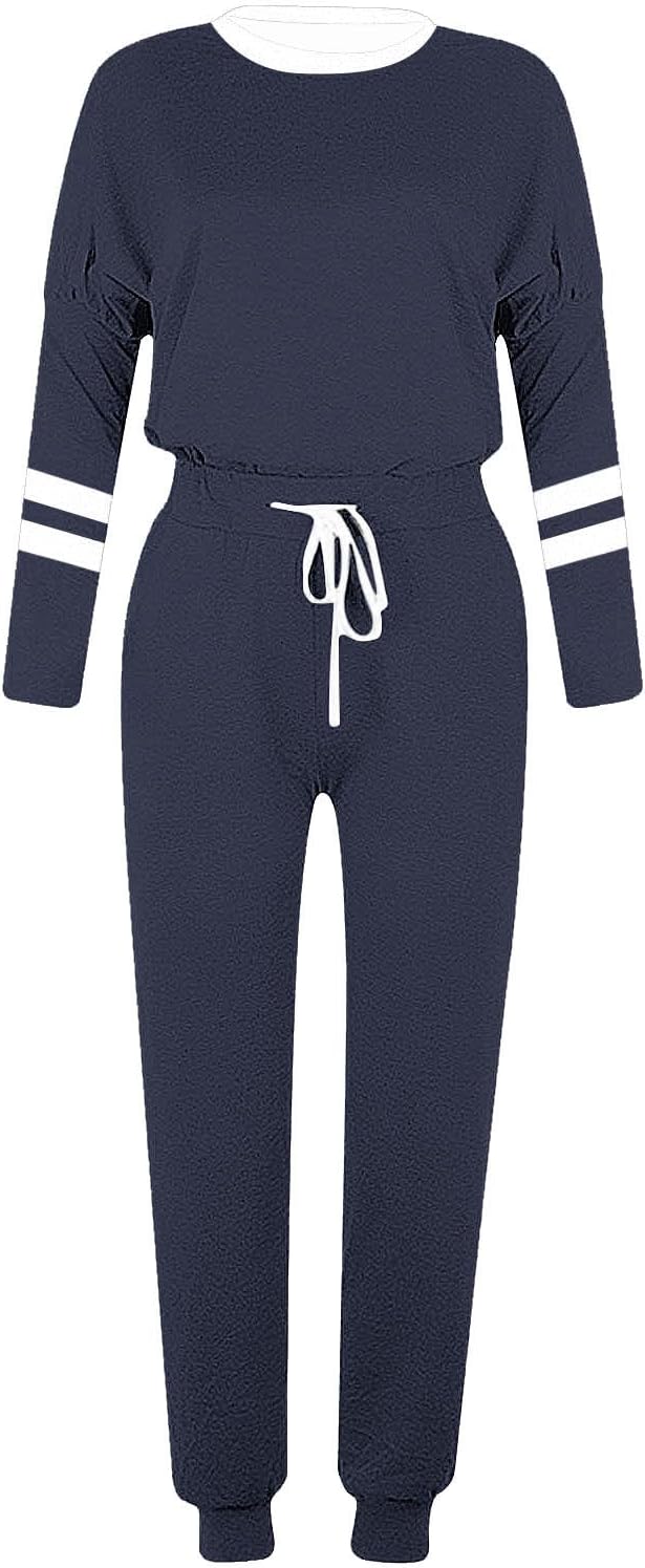 2 Piece Sweat Sets for Women Fall Outfits Long Sleeve Striped Tunic Tops Wide Leg Sweatpants Casual Lounge Sets