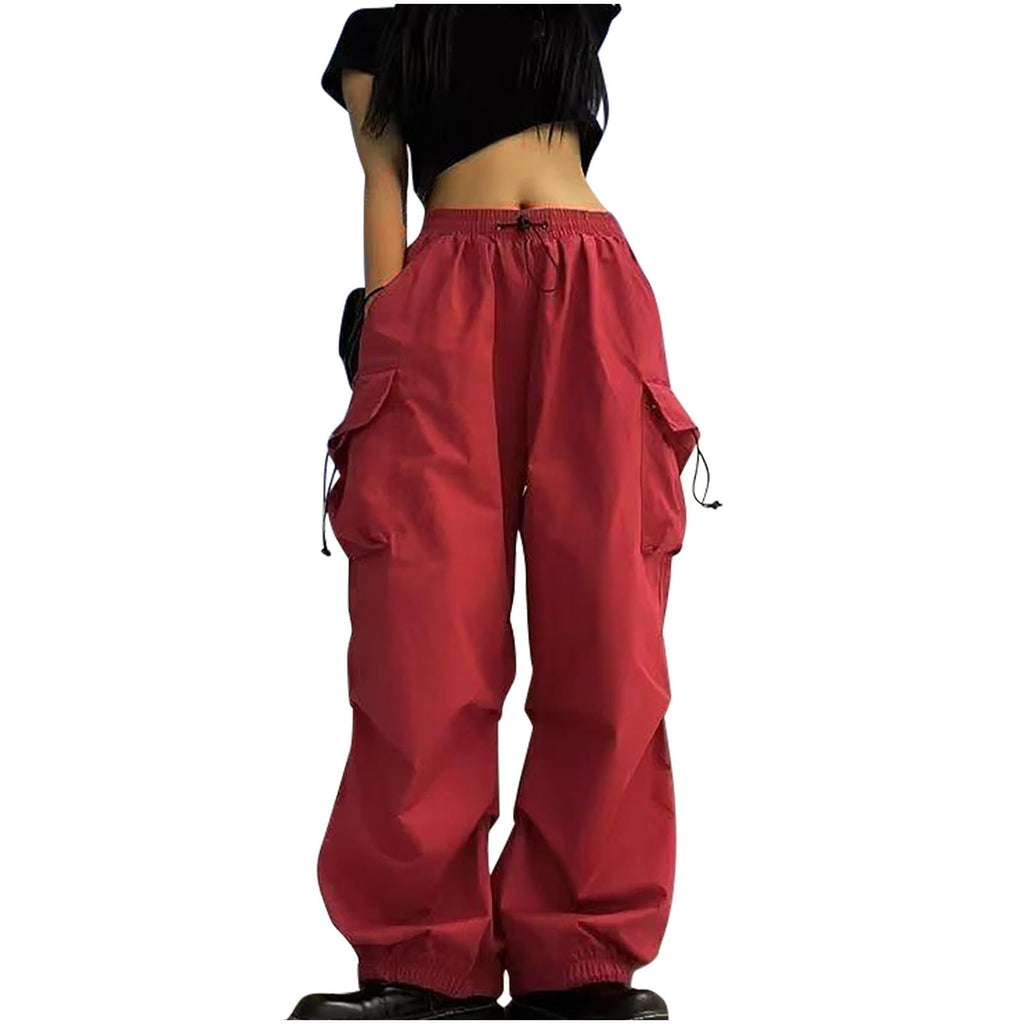 Cargo Pants for Women High Waist Baggy Casual Solid Parachute Trousers Loose Fit Y2K Streetwear with Multi Pockets