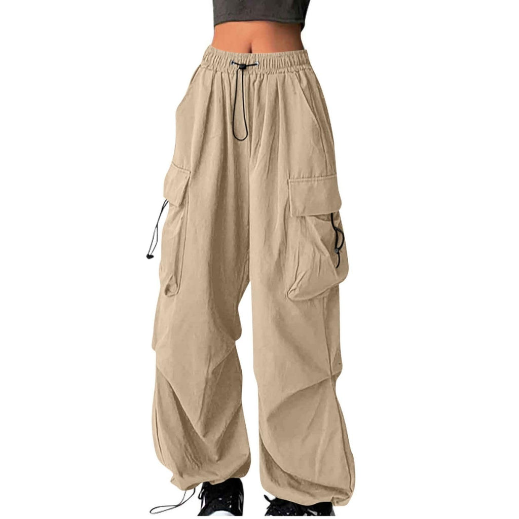 Cargo Pants for Women High Waist Baggy Casual Solid Parachute Trousers Loose Fit Y2K Streetwear with Multi Pockets