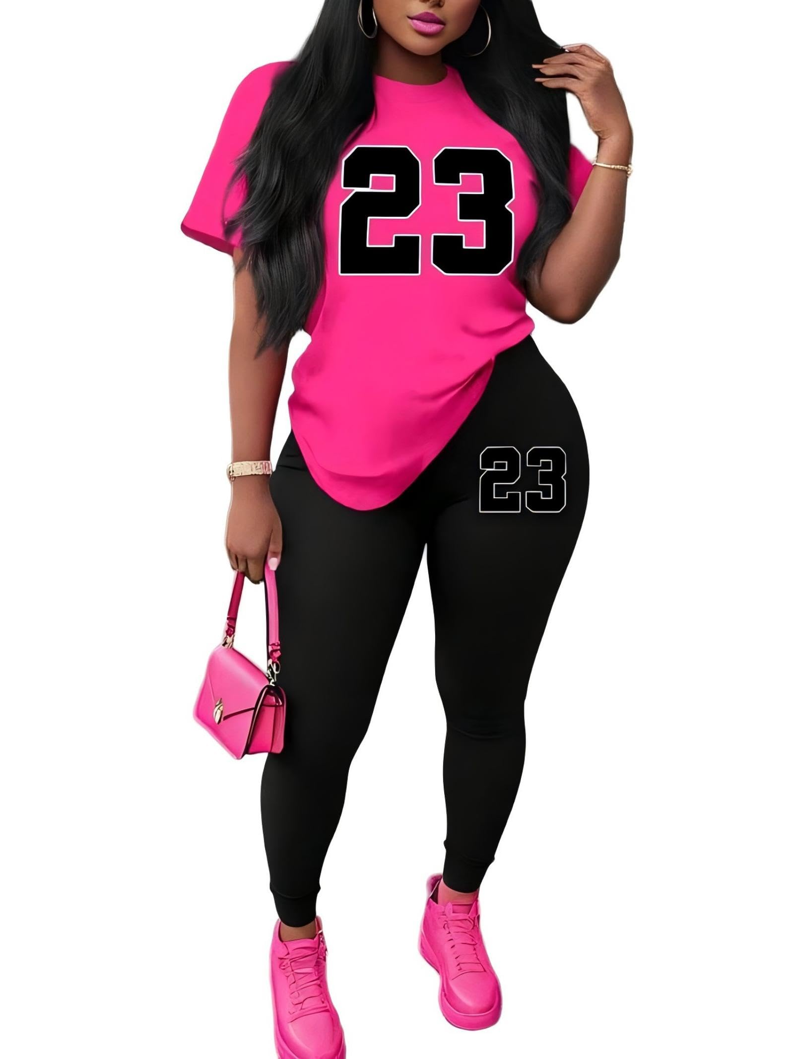 Nimsruc Women 2 Piece Outfits Summer Lounge Set Matching Jogger Sets Short Sleeve Tracksuit Loungewear Sweatsuits