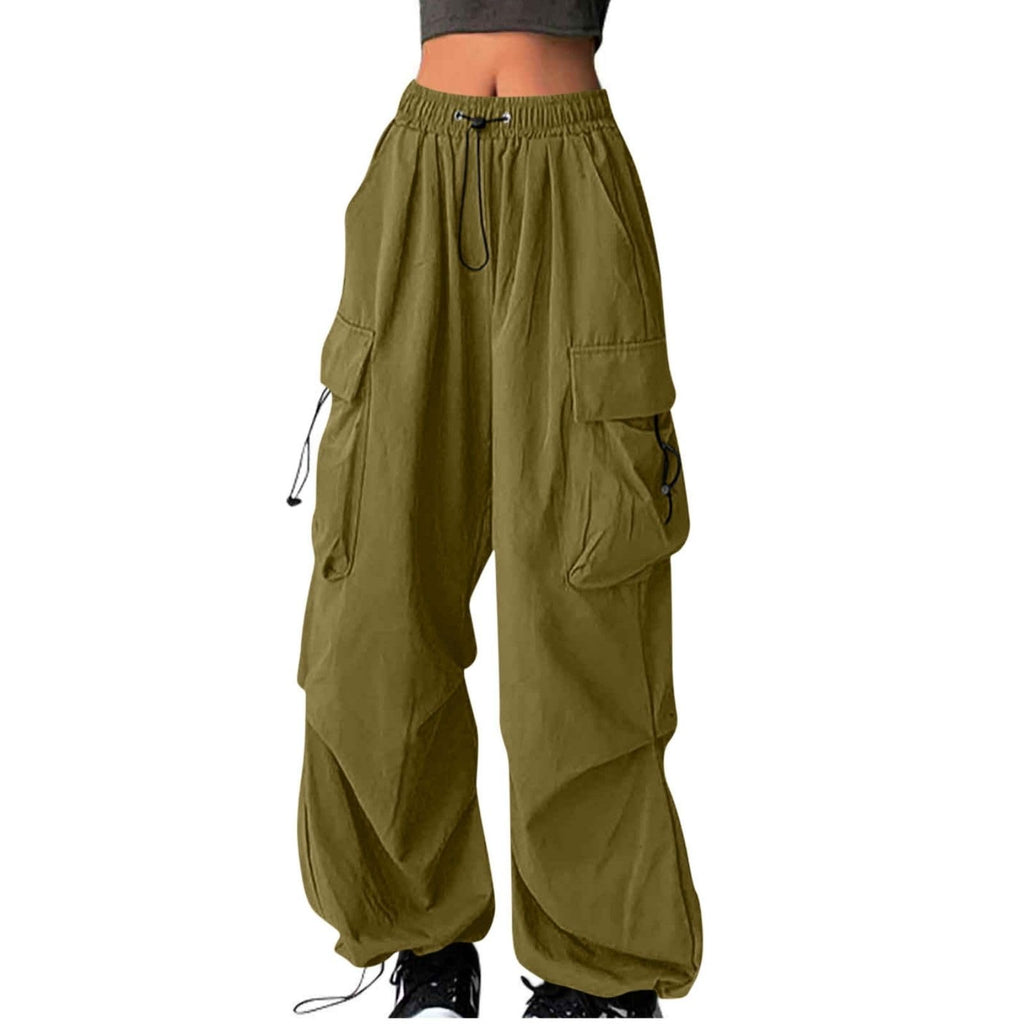 Cargo Pants for Women High Waist Baggy Casual Solid Parachute Trousers Loose Fit Y2K Streetwear with Multi Pockets