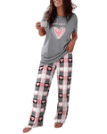 CHICME Womens Pajamas Sets 2 Piece Short Sleeve Lounge Set Printed Loose Pants Pj Sets Loungewear Set