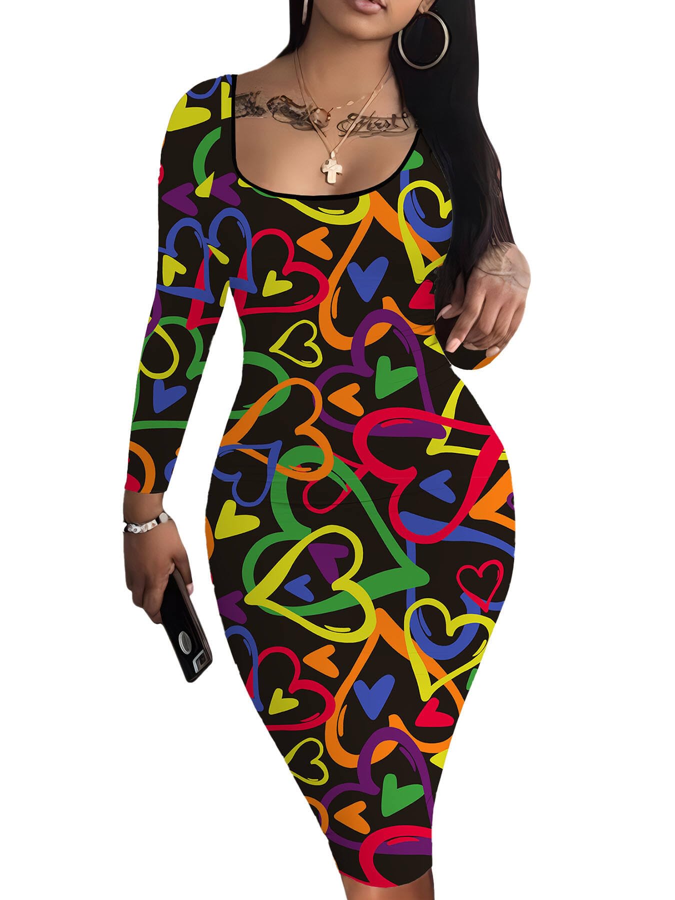 Nimsruc Womens Autumn Casual Sexy Long Sleeves Bodycon Dress Basic Pencil Midi Club Dresses