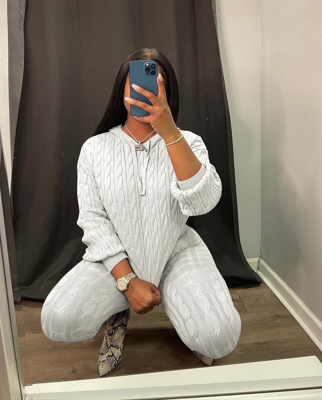 Nimsruc Knit Two Piece Outfits For Women Sweater Sets