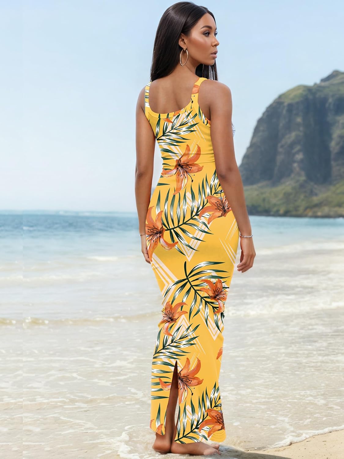 Nimsruc Women Summer Long Dress Casual Slip Sexy Slim Sleeveless Bodycon Maxi Dresses for Women 2024