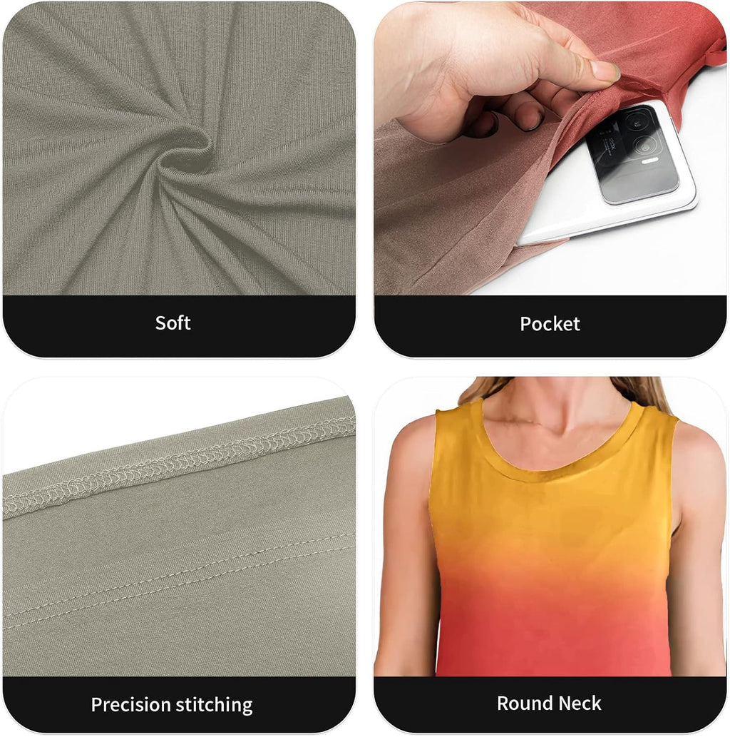 FANDEE Women's Casual Summer Loose Sunresses Long Dresses Sleeveless Split Maxi Beach Dress with Pockets