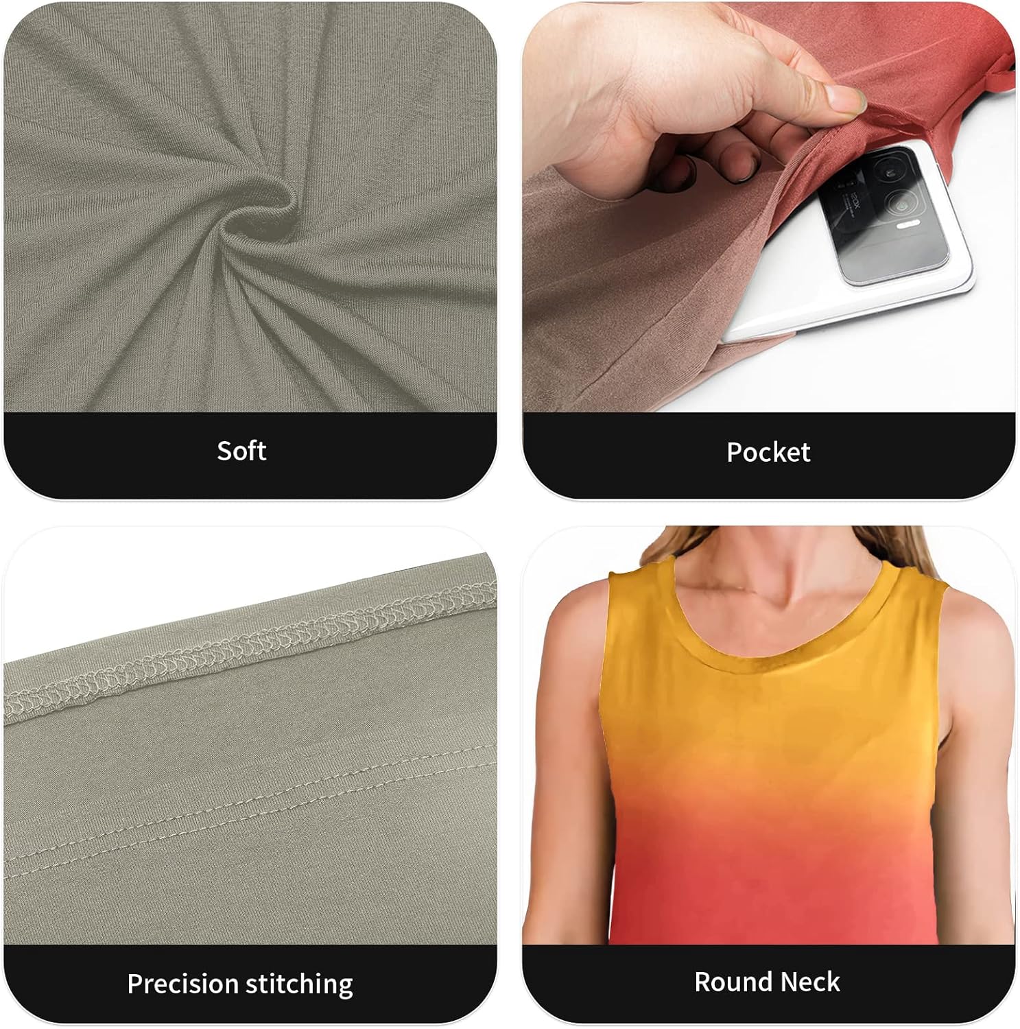 FANDEE Women's Casual Summer Loose Sunresses Long Dresses Sleeveless Split Maxi Beach Dress with Pockets