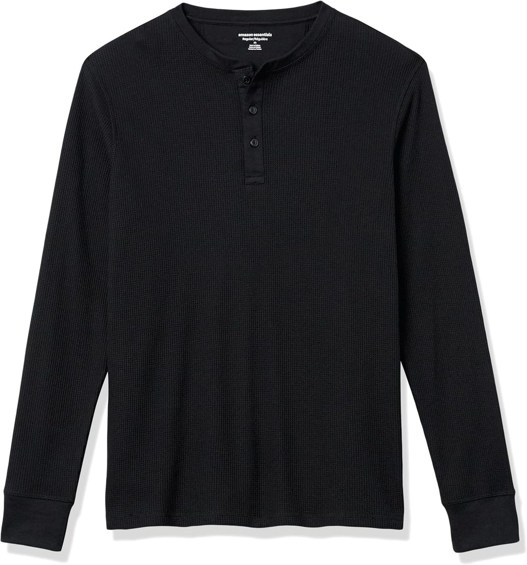 Amazon Essentials Henley Long Sleeve Shirts for Men, Regular-Fit Waffle