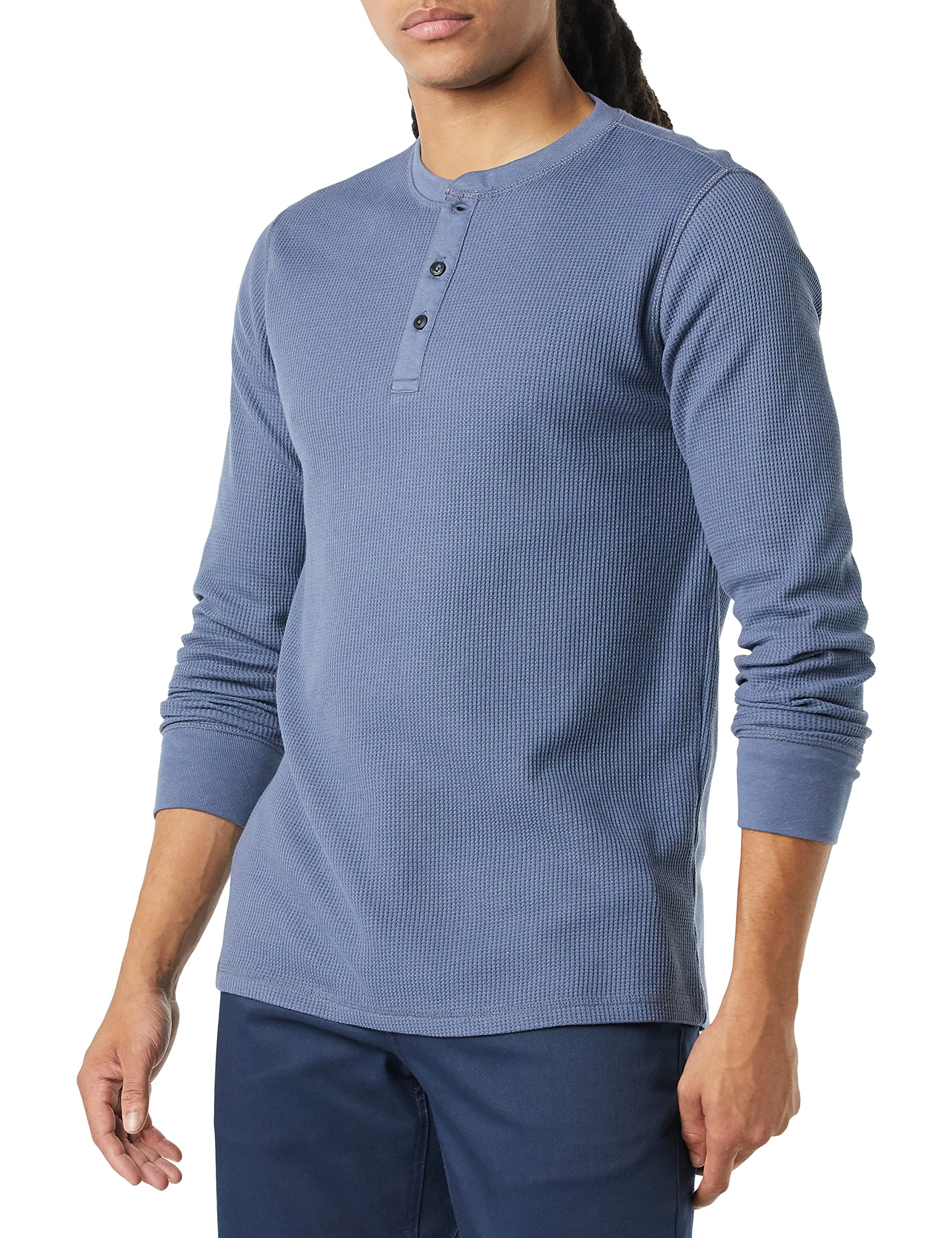 Amazon Essentials Henley Long Sleeve Shirts for Men, Regular-Fit Waffle