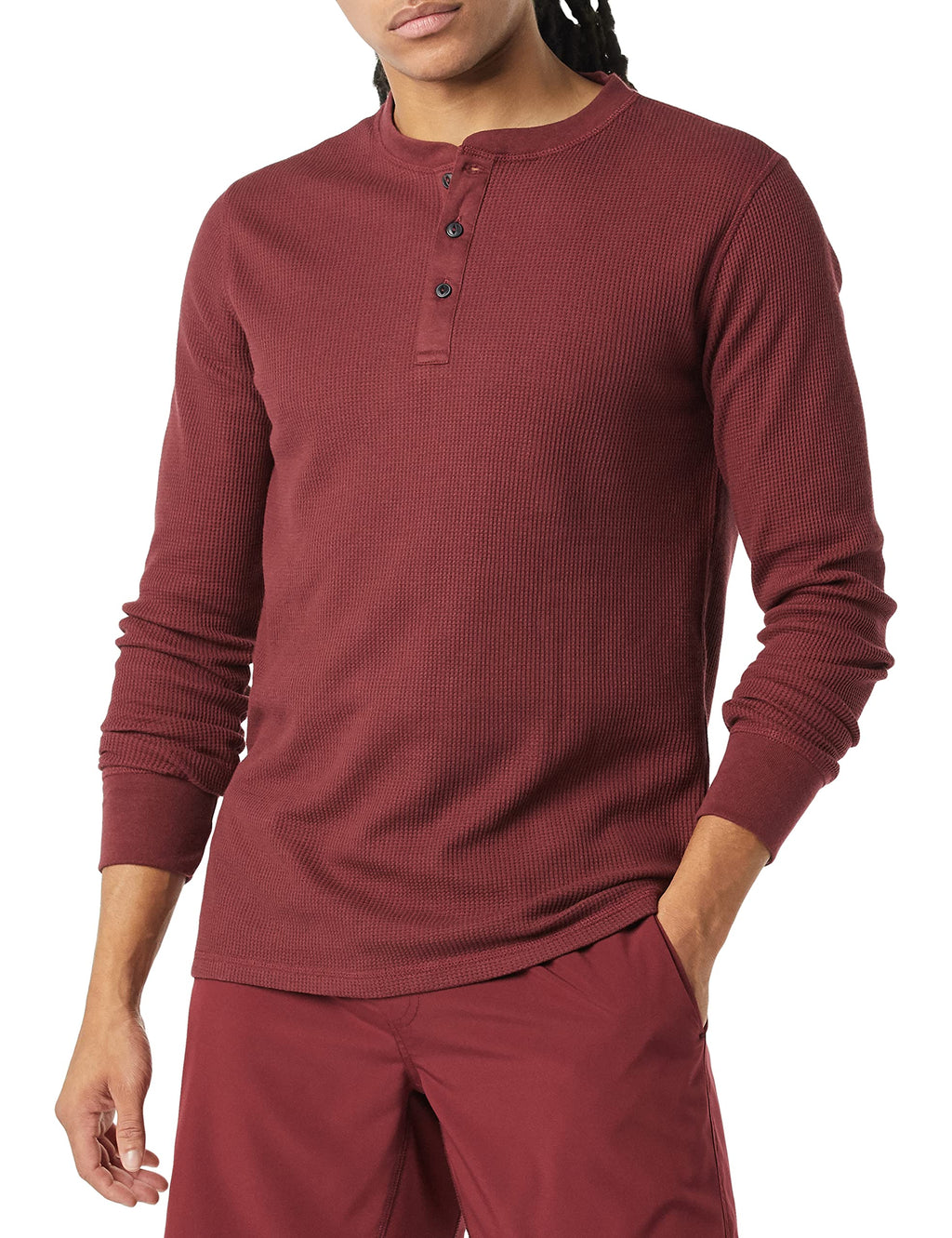 Amazon Essentials Henley Long Sleeve Shirts for Men, Regular-Fit Waffle
