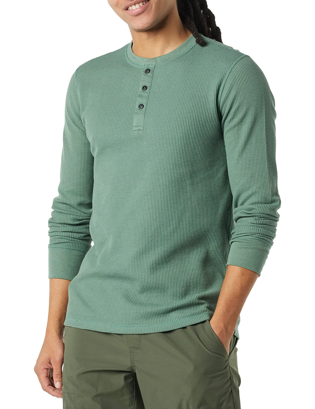 Amazon Essentials Henley Long Sleeve Shirts for Men, Regular-Fit Waffle