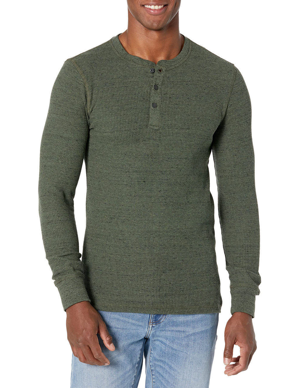 Amazon Essentials Henley Long Sleeve Shirts for Men, Regular-Fit Waffle